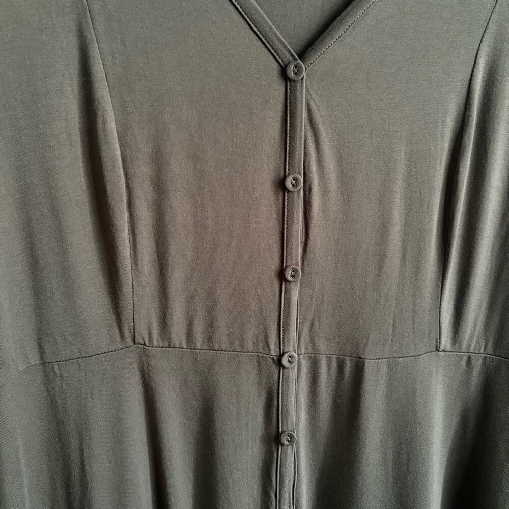 Torrid Olive A-Line Dress V-Neck 3/4 Sleeve - Picture 5 of 7